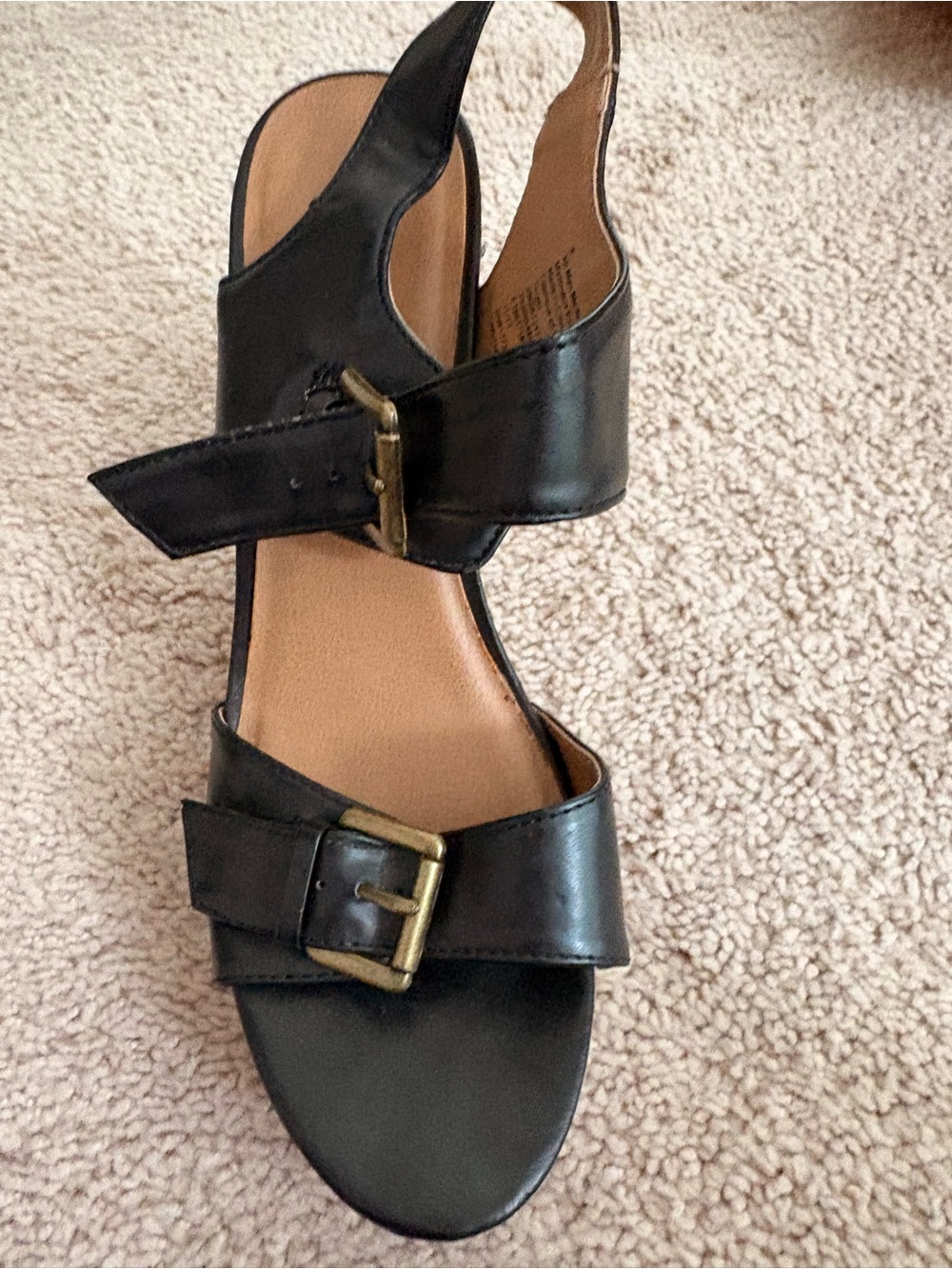 Women’s Black Leather Buckle Sandal